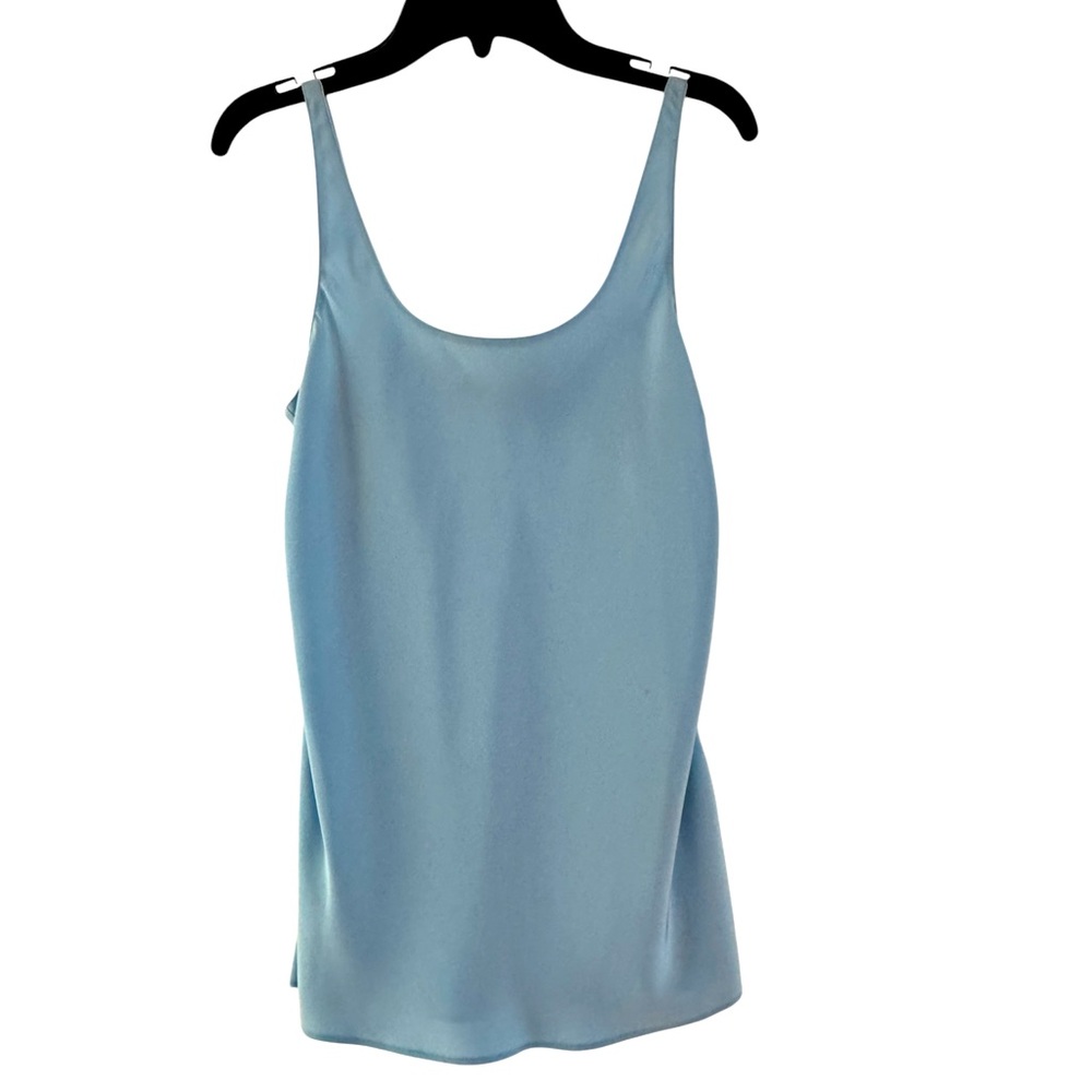 Tibi Light Blue Silk Tank Top